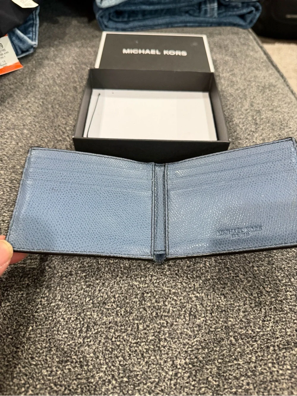 Michael Kors Men's Pebbled Leather Bifold Wallet in Dusty Blue